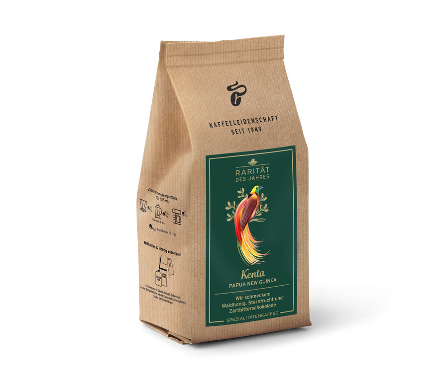 Açılmamış bir paket Kenta Papua New Guinea Spezialitätenkaffee.