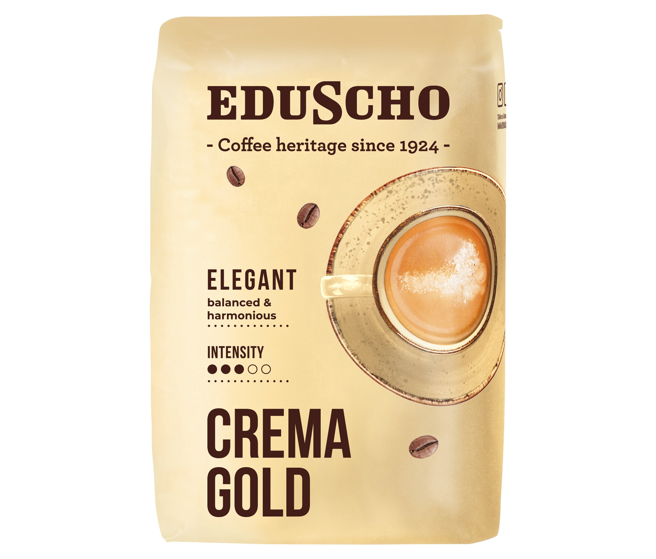 Bir paket Eduscho Crema Gold 500gWB kahve.