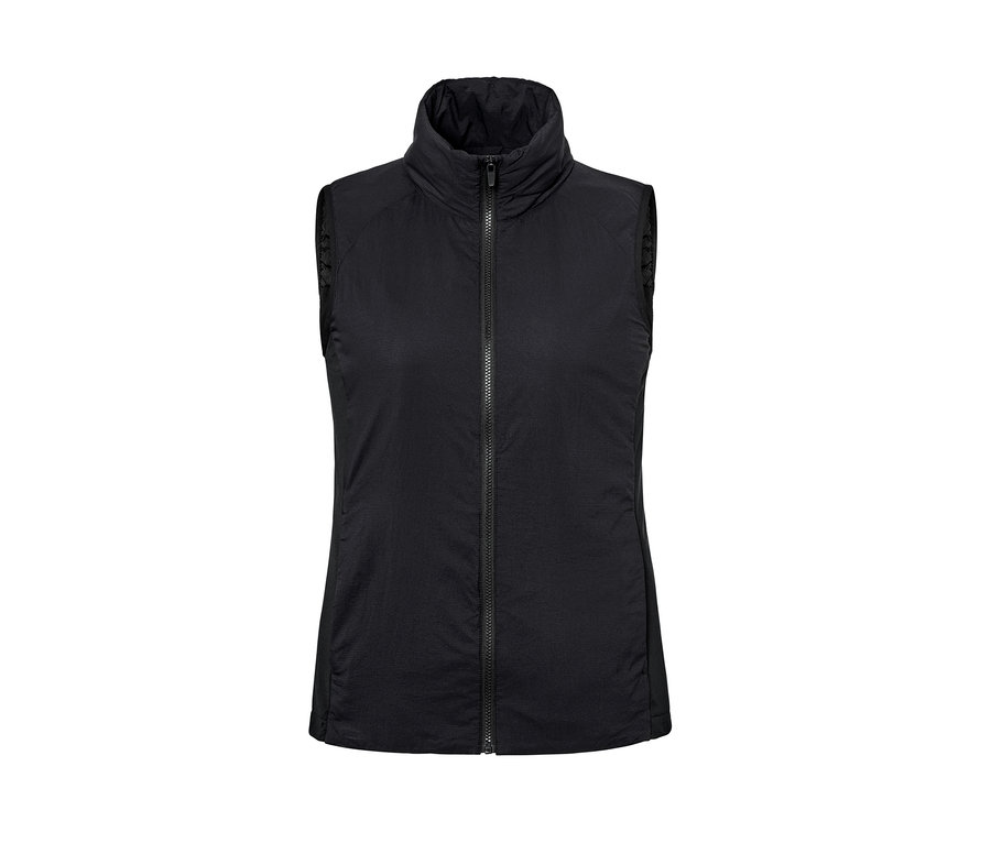 Fermuarlı siyah koşu yeleği.