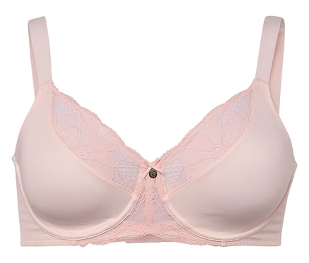 Dantelli açık pembe sütyen detayı.