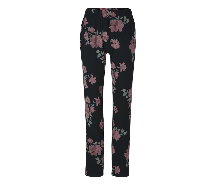 Çiçek desenli siyah pijama altı.