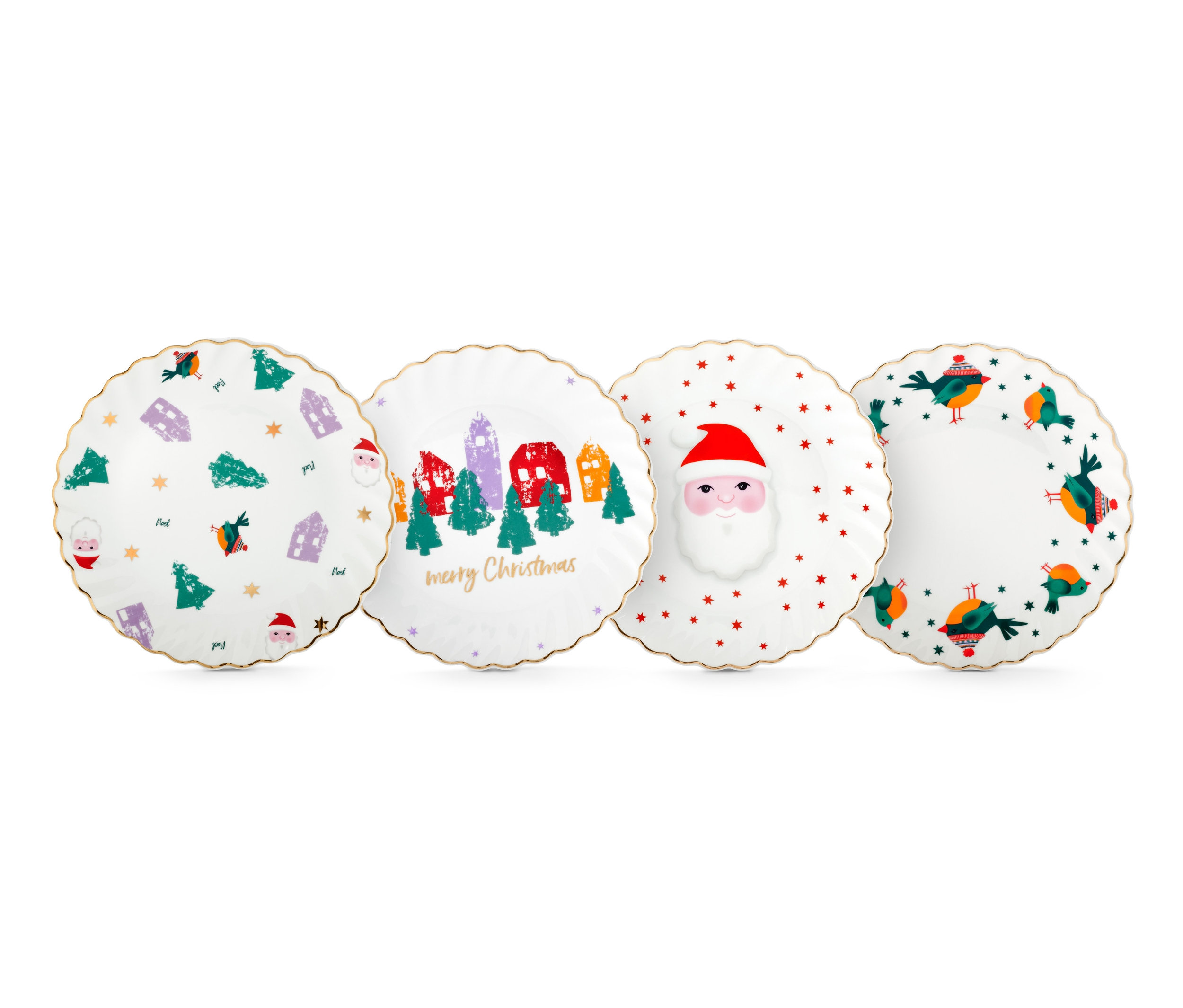 Dört adet yaldızlı tatlı tabağı