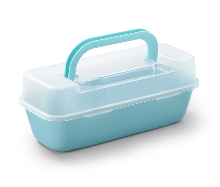 Mavi kapaklı baton kalıp ve tutma sapı.