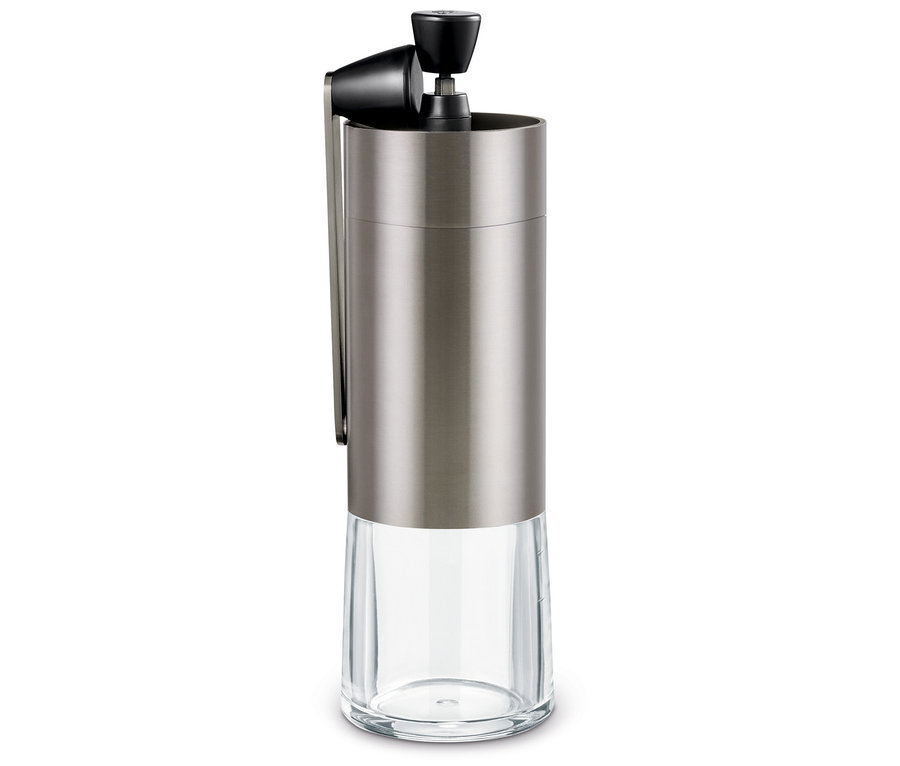 Gümüş rengi manuel kahve değirmeni