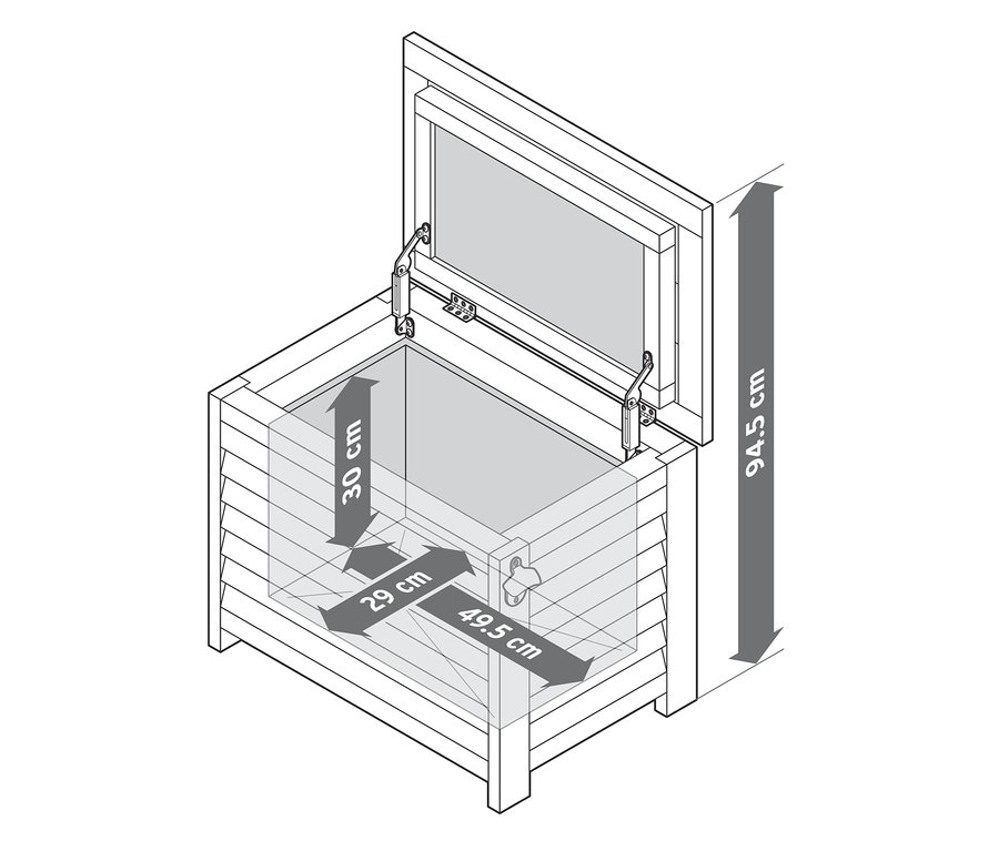Açık, açacaklı dekoratif soğuk tutma kutusu ve boyutları.