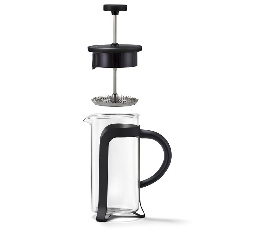 Demonte edilmiş, siyah, 300 ml French Press, 2 fincan kapasiteli.