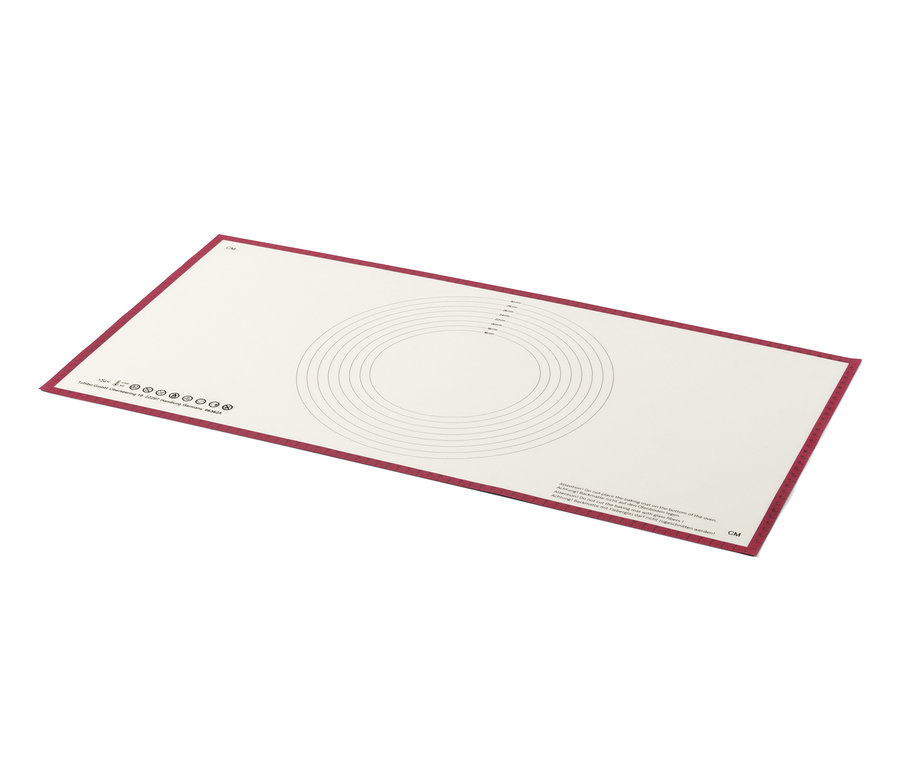 Dairesel işaretlere ve kırmızı kenara sahip XL Profesyonel Dayanıklı Pişirme Matı'nın yakın çekimi