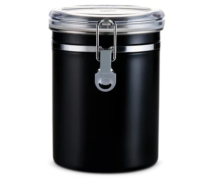 Şeffaf kapaklı siyah aroma kutusu.