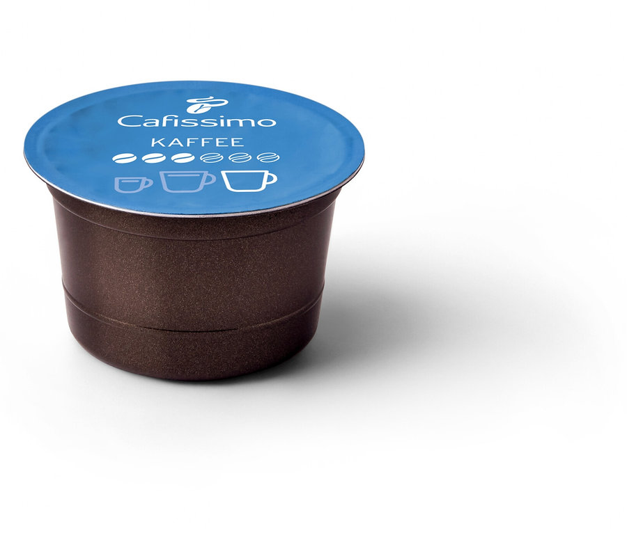 Beyaz bir arka plan üzerinde Coffee Fine Aroma Kapsül Filtre Kahve kapsülünün yakın çekimi.