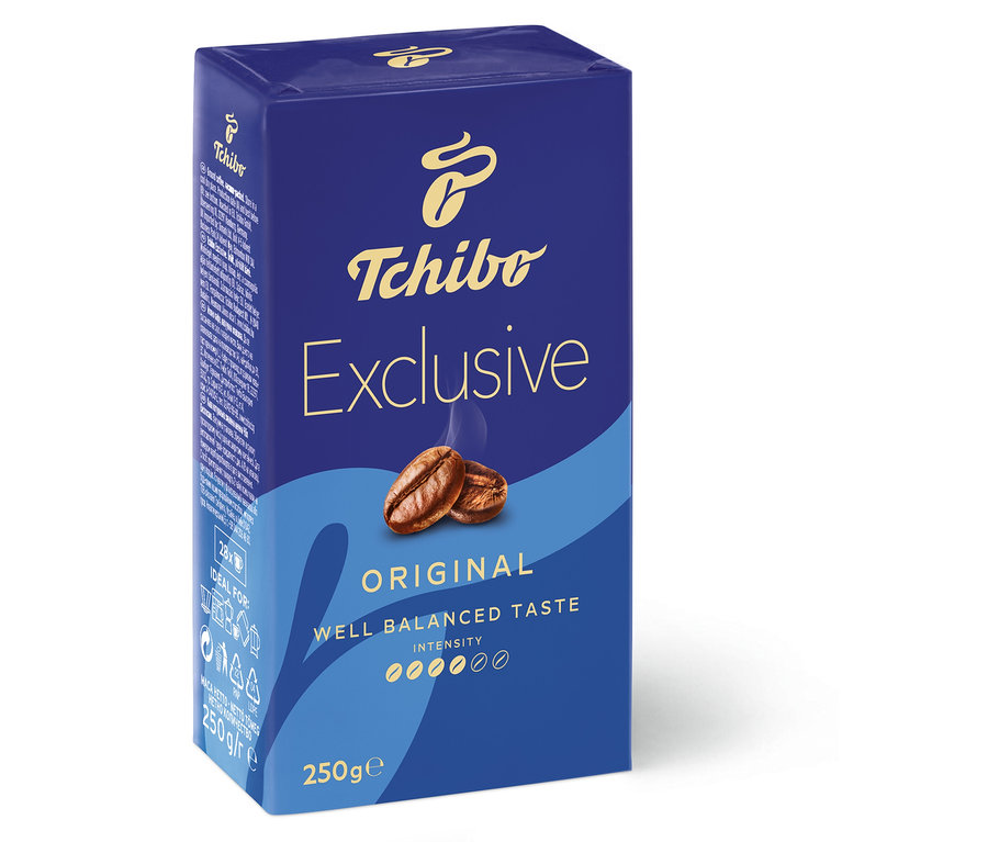 Bir paket Tchibo Exclusive - 1x 250 g Çekilmiş kahve.