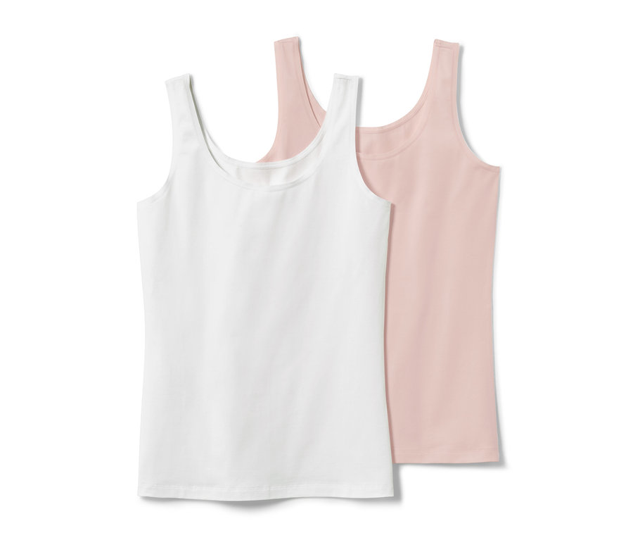 İki adet atlet, biri beyaz ve biri pembe.