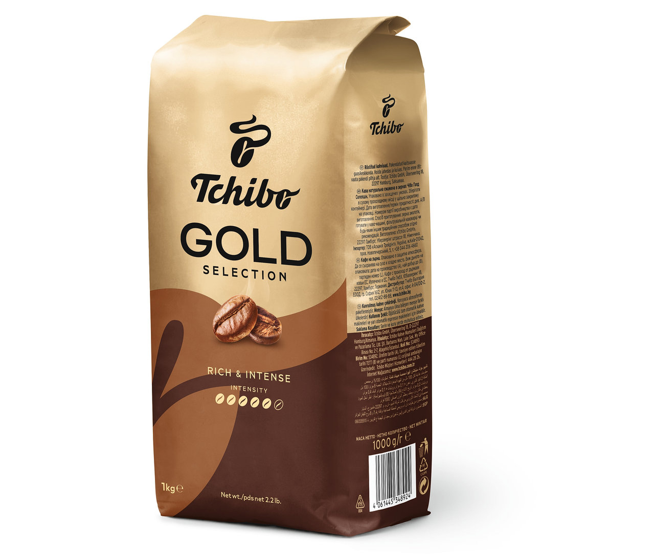1 kg Gold Selection Çekirdek Kahve paketi.