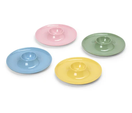 Dört adet pastel renkli yumurtalık: mavi, pembe, yeşil ve sarı.