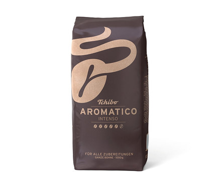 Bir paket Aromatico Intenso - 1 kg Çekirdek Kahve dik duruyor.