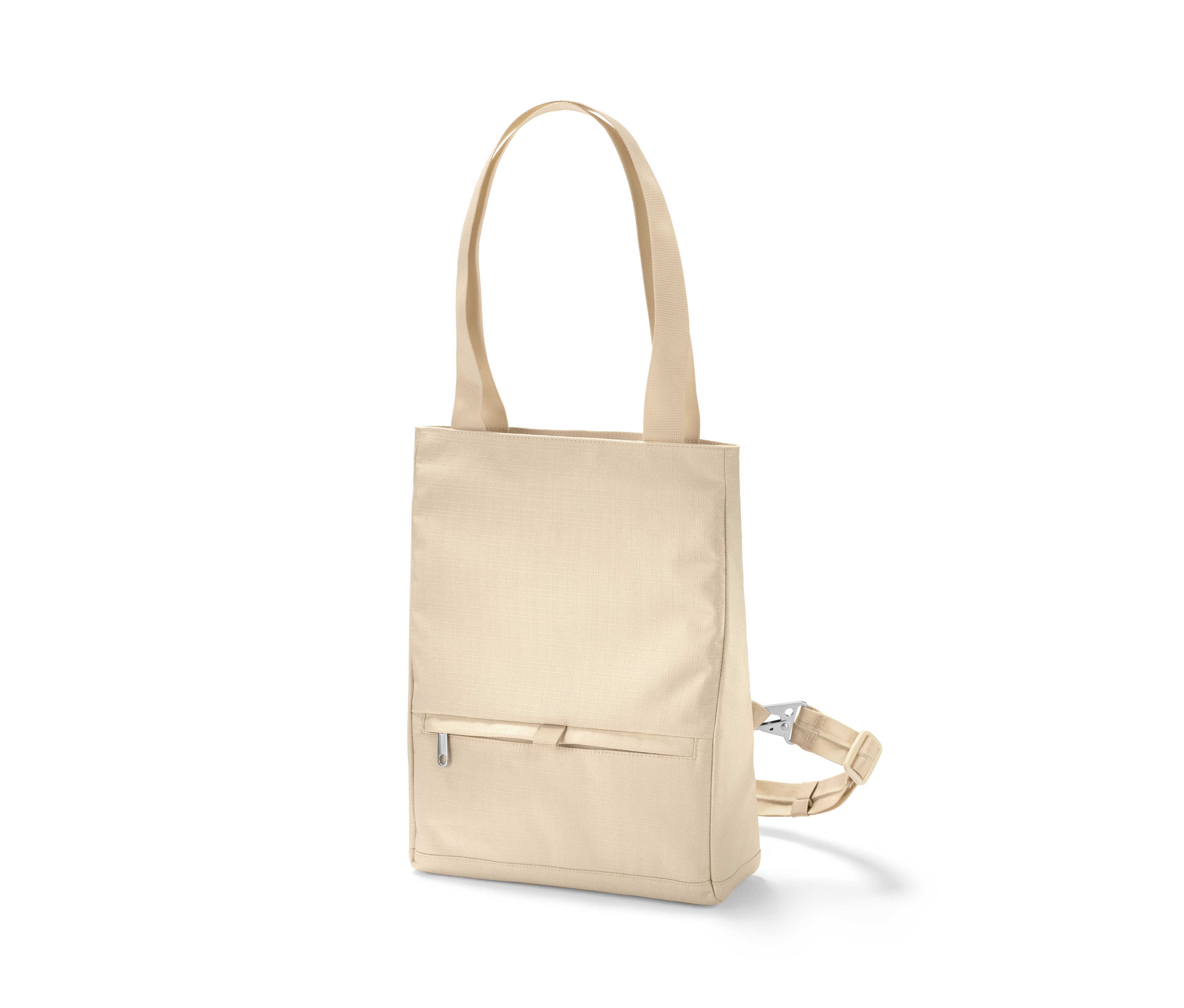 Bej rengi emniyetli omuz çantası.