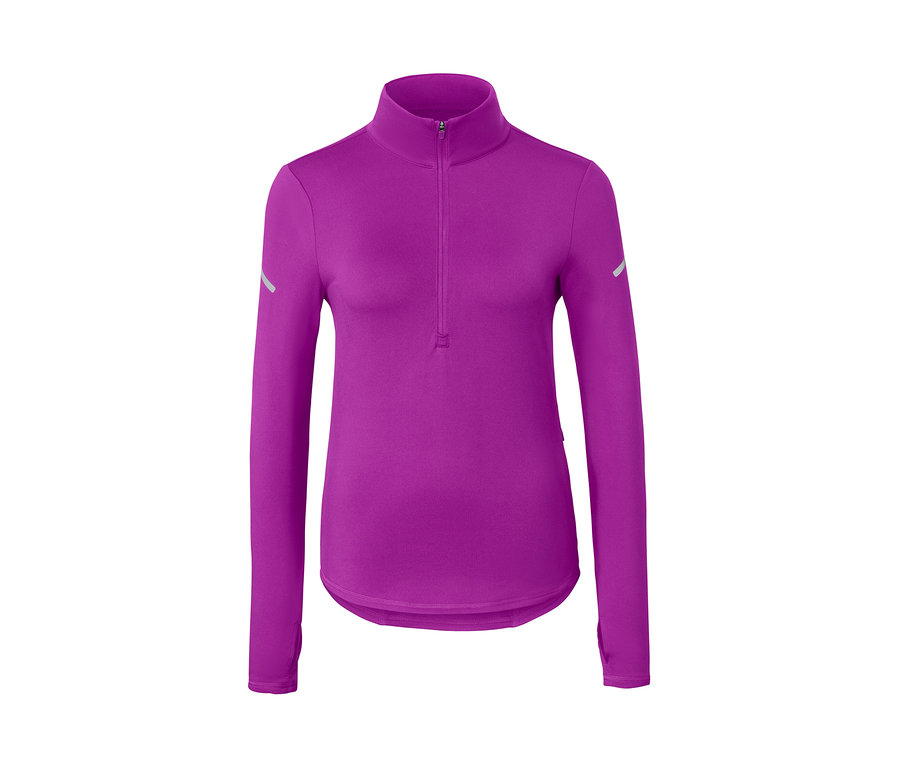 Fonksiyonel Termal Uzun Kollu Tişört, Neon Mürdüm, uzun kollu ve yakasında fermuarı var.