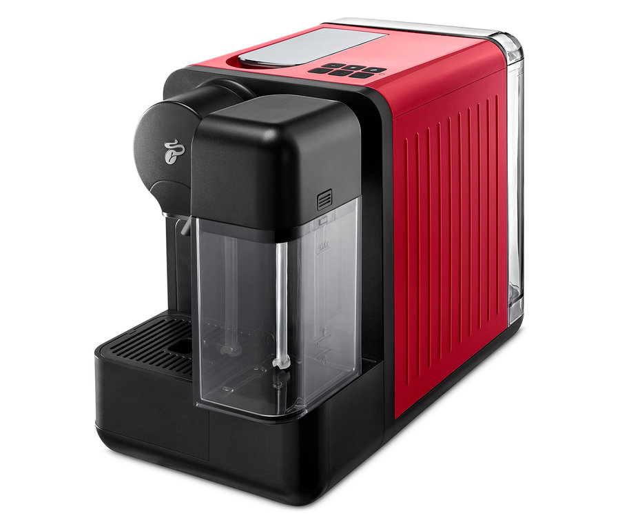 Kırmızı Cafissimo milk kahve makinesi.