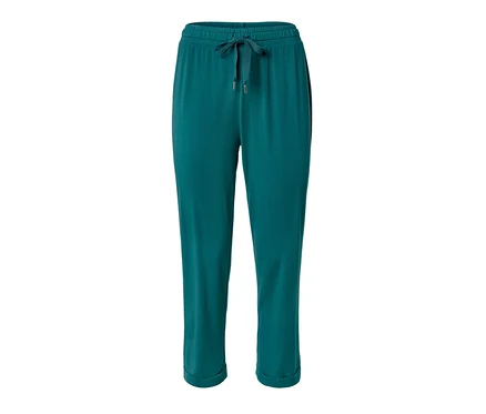 Büzgülü, yeşil bir pijama altı.