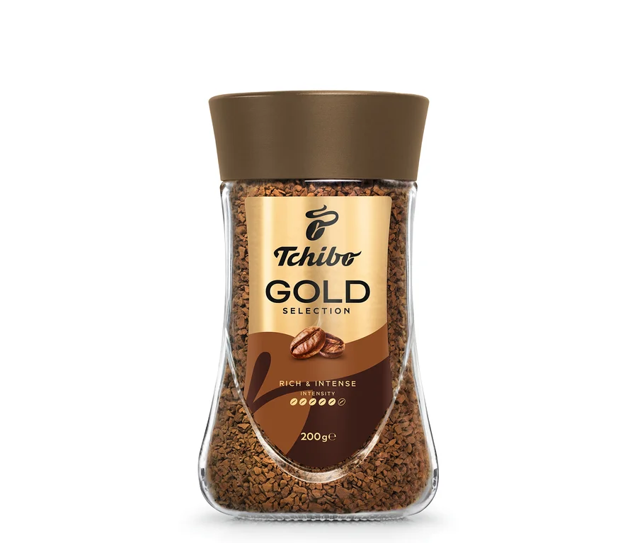 Tchibo Gold Selection Çözünebilir Kahve 200 g kavanozu.