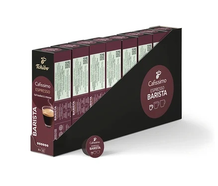 Her biri 80 kapsül içeren bir sıra Cafissimo BARISTA Espresso paketi.