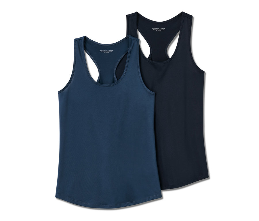 İki adet spor atlet, biri mavi diğeri lacivert.