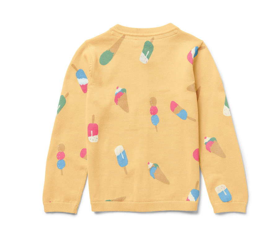 Dondurma baskılı sarı çocuk hırka.