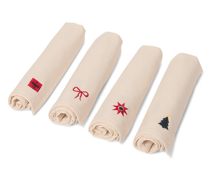 4 Adet İşlemeli Peçete