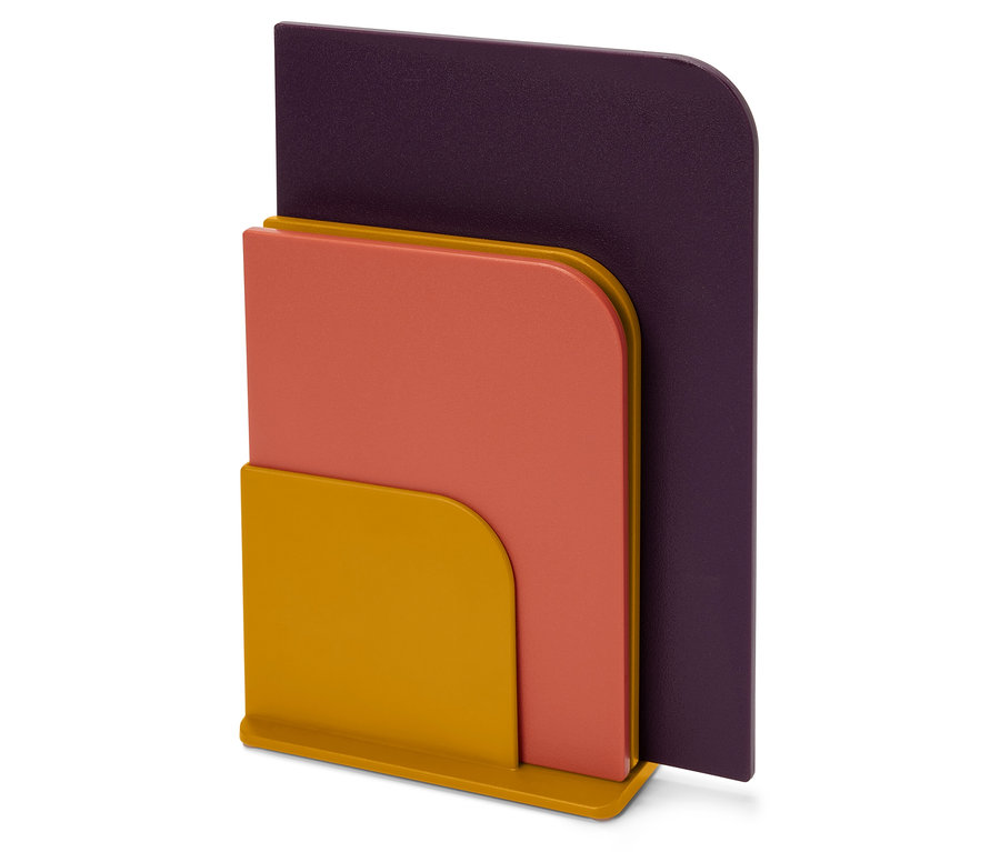 Sarı, turuncu ve mor renkli evrak düzenleyici.