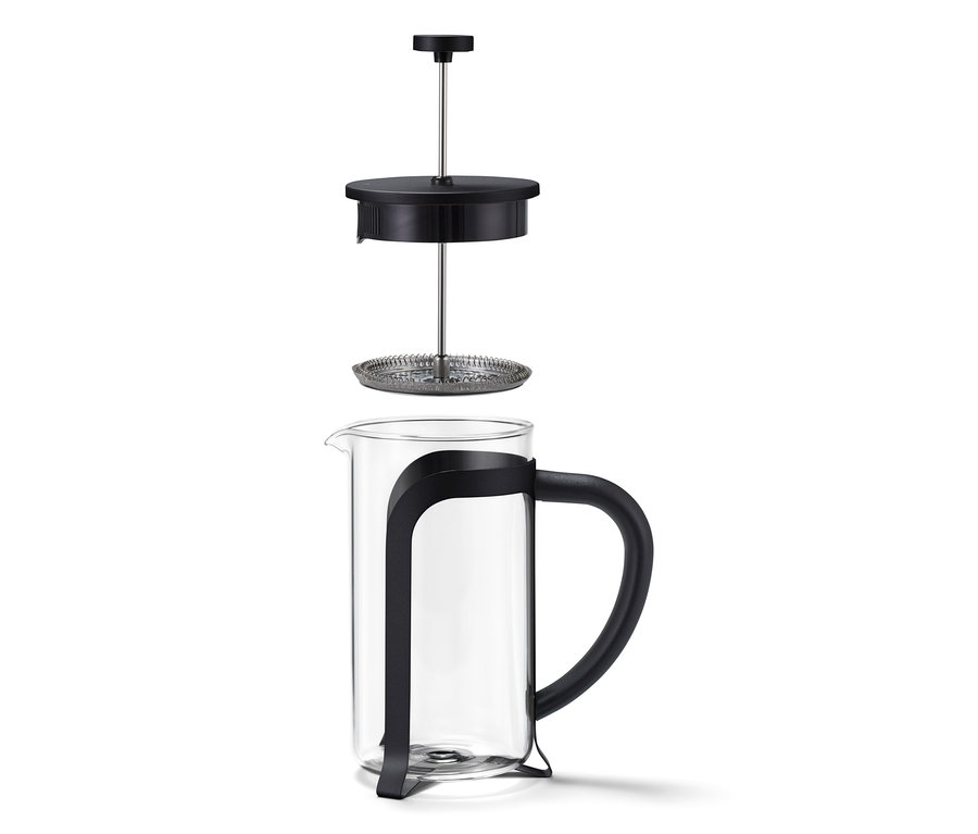 Demonte edilmiş siyah French Press 800 ml, 6 Fincan.