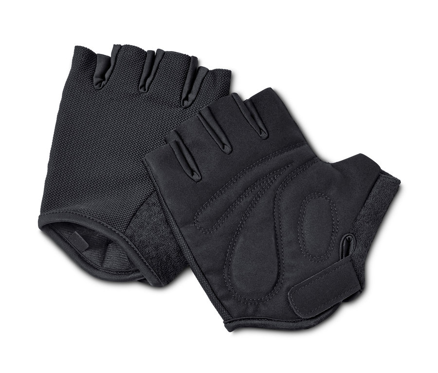 İki adet siyah bisiklet eldiveni yan yana duruyor.