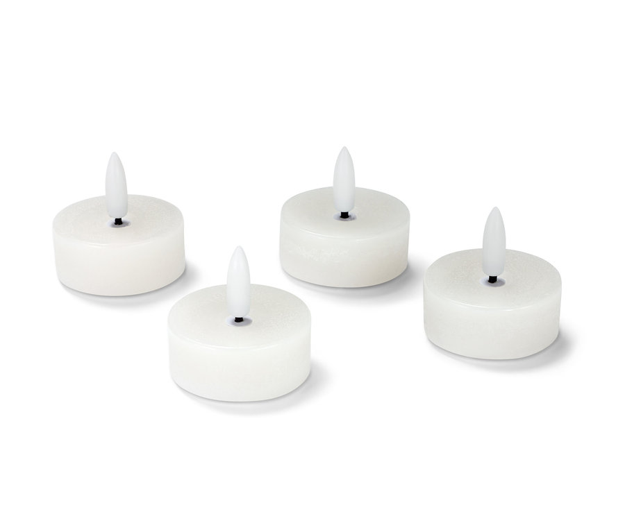 Dört adet beyaz LED tealight mum.