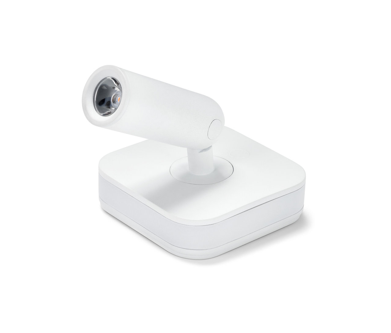 Beyaz, şarjlı, spotlu LED gece lambası.