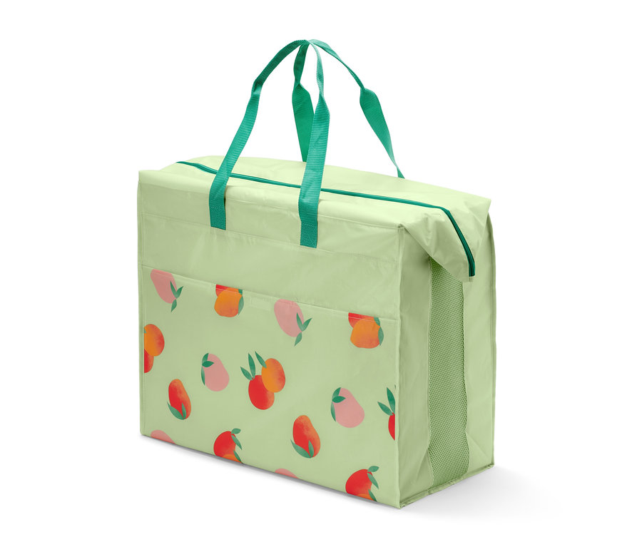 Şeftali desenli açık yeşil Jumbo Nevresim Çantası. 
