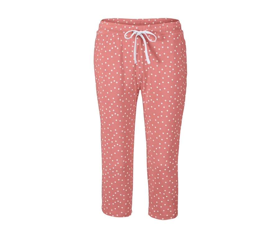 Beyaz puantiyeli pembe, organik pamuklu kısa pijama altı.