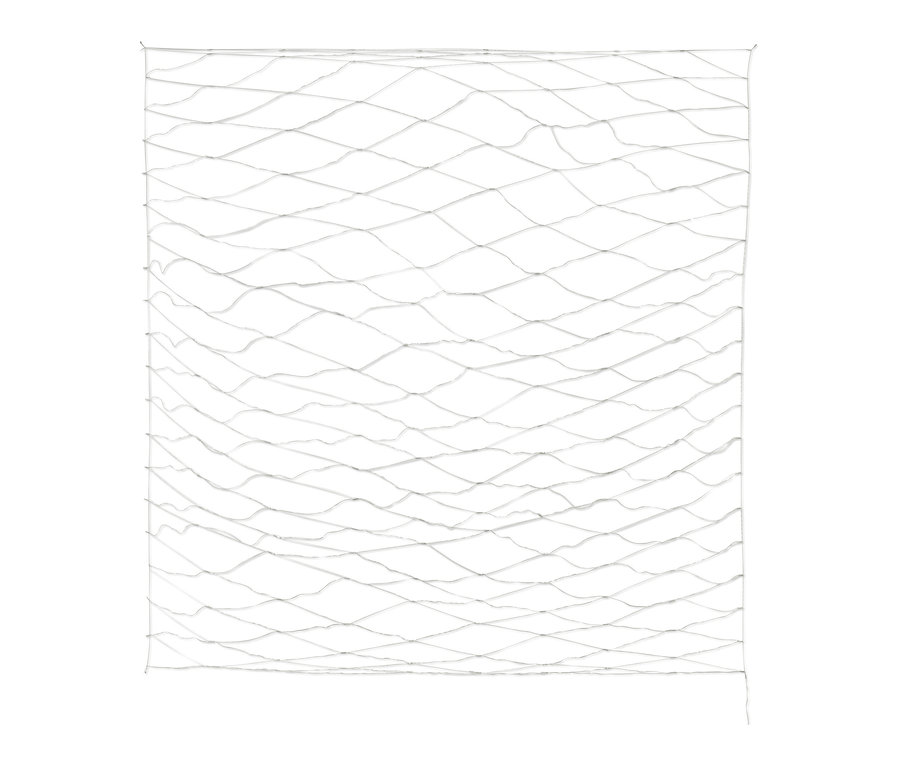 LED dış mekan ışık ağının yakın çekimi. Beyaz ağ beyaz bir arka plan üzerine serilmiştir.