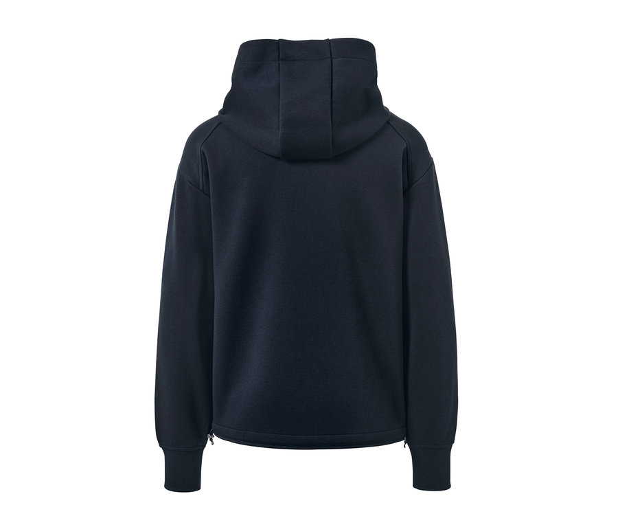 Lacivert kapüşonlu sweat ceket arka görünümü.