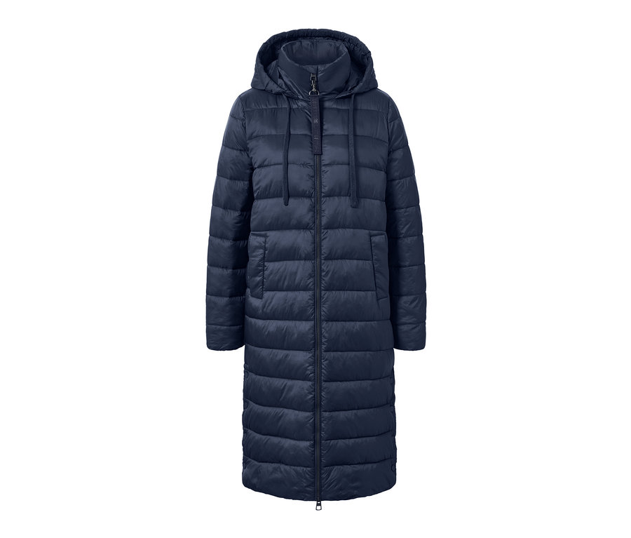 Lacivert kapüşonlu kapitone manto