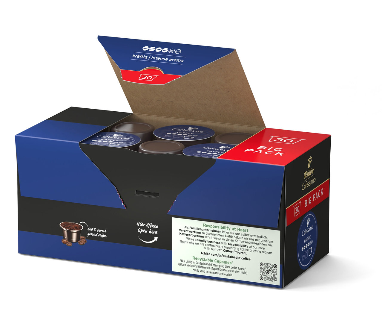 Açık Cafissimo Kaffee kräftig - 120 Kapsül paketi.