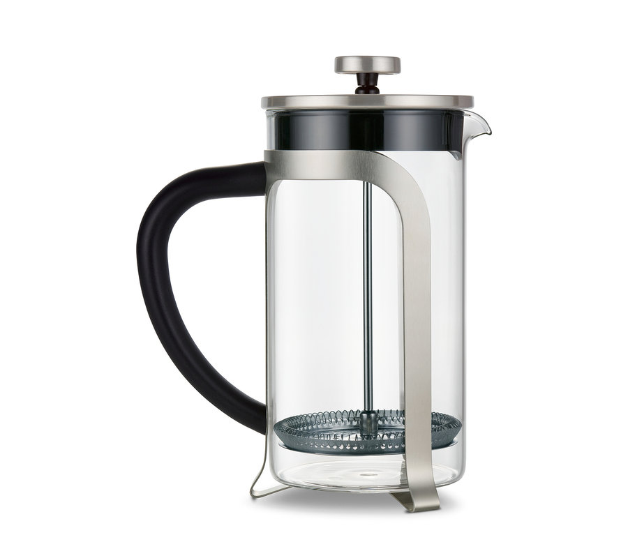 Gümüş rengi, 800 ml, 6 fincan kapasiteli French Press.