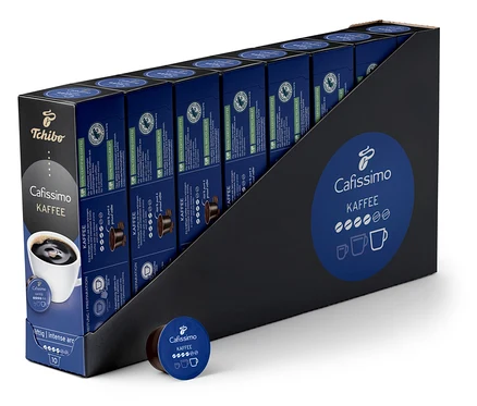 Bir paket Cafissimo Kahve Intense Aroma 80'li kapsül ve bir paket 30'lu kapsül.
