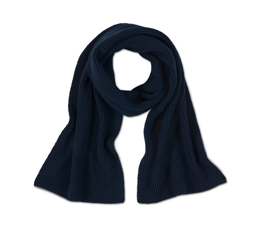 Lacivert örgü atkı.