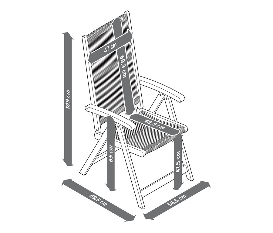 Ayarlanabilir Sırtlı Yüksek Sandalye »Lenja« boyutları gösterilmektedir. 