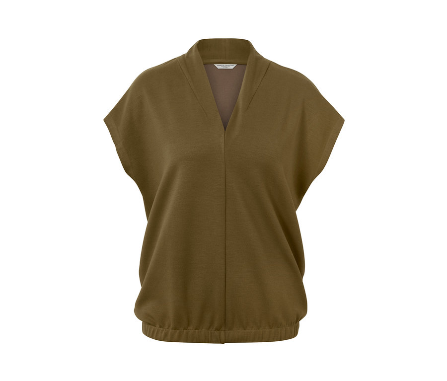 V yakalı bluz, kısa kollu.
