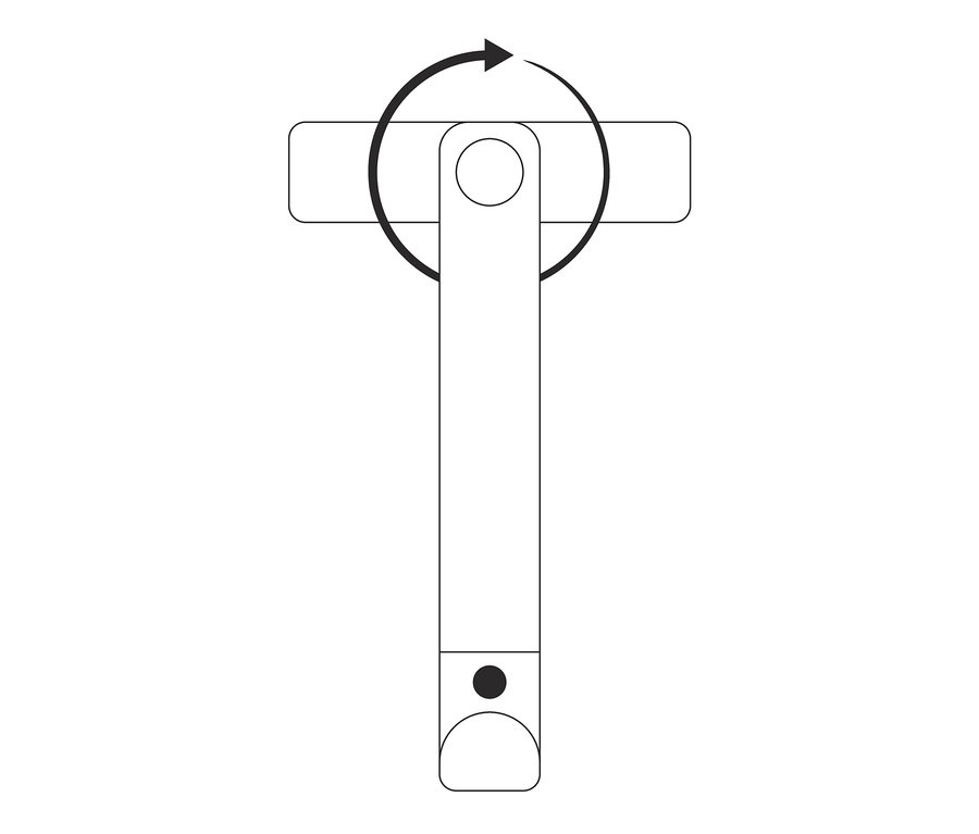 Döner başlığı ve dönüş yönünü gösteren ok ile 4'ü 1 arada derz temizleyici illüstrasyonu.