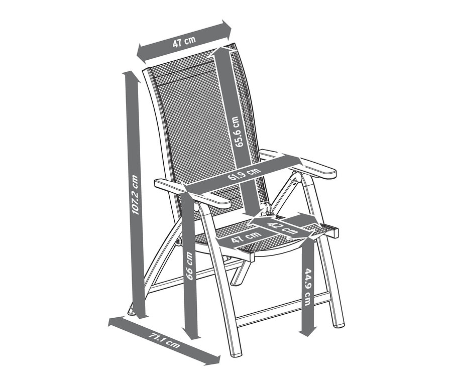 Ayarlanabilir Sırtlı Yüksek Sandalye »Liska« ölçüleri. 