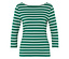 Yeşil ve beyaz çizgili, uzun kollu tişört.