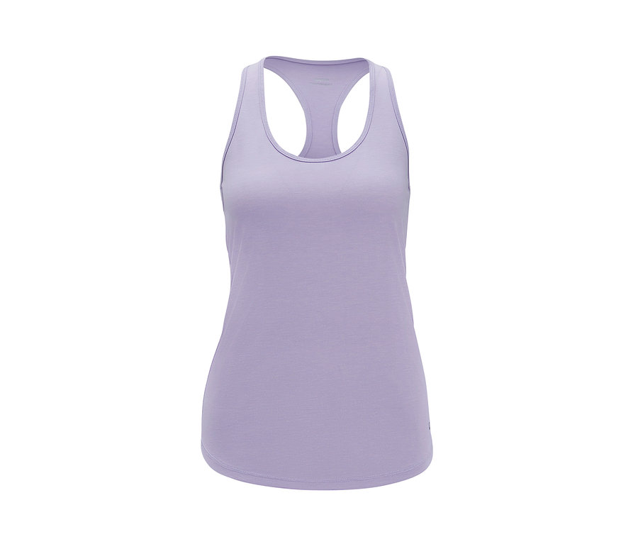 Beyaz arka planda mor renkli 2'si 1 Arada Tişört.