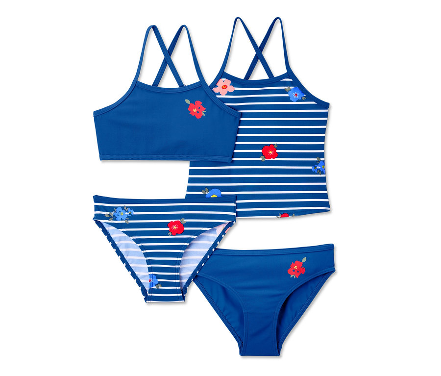 Çiçek desenli Tankini Bikini Seti.