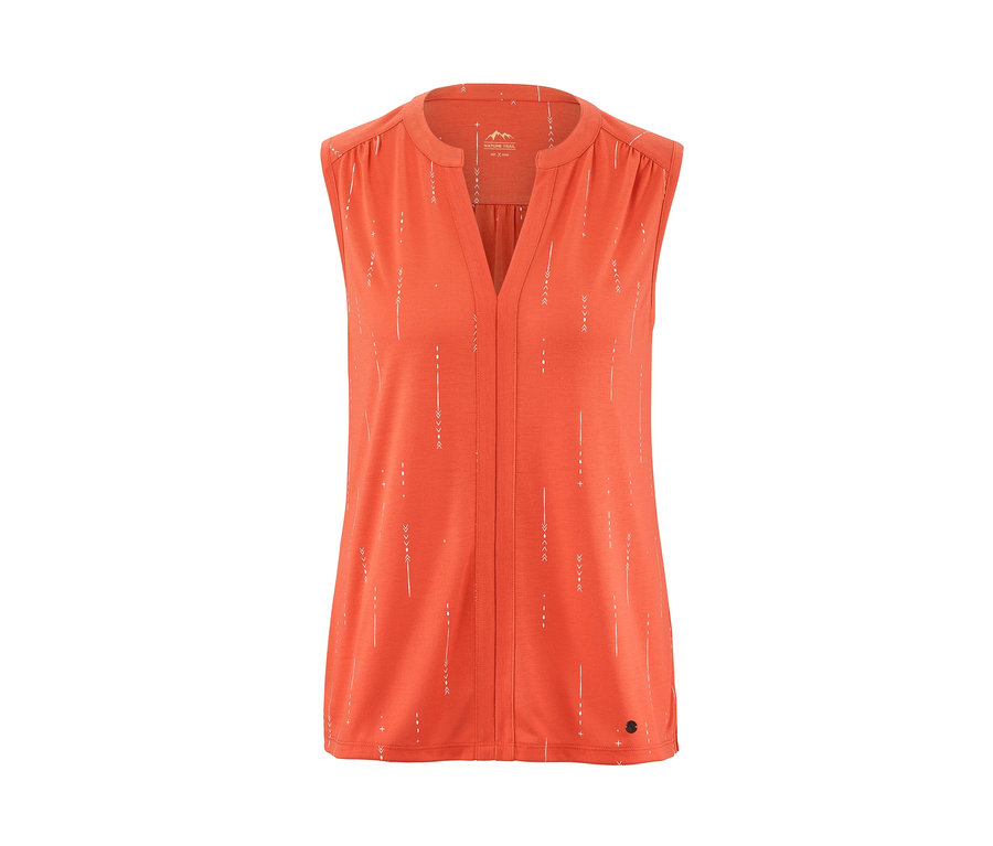 Beyaz baskılı turuncu fonksiyonel üst