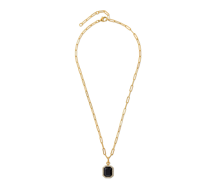 Siyah taşlı altın rengi Royal Black kolye.